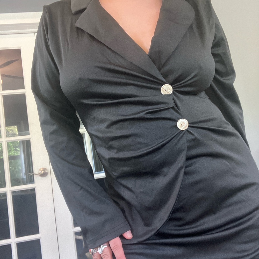 Black Buttoned Blazer Dress